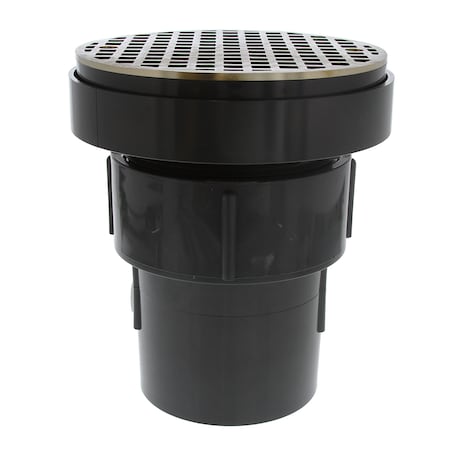 Jones Stephens 3inX4in LevelBest Complete Pipe Fit Drain System, 3-1/2in Plastic Spud, 6in Nickel Bronze Strainer D50487